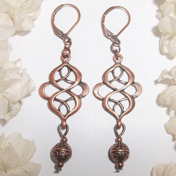 wvluckygirl Jewelry - Earrings, Copper Earrings, Boho Earrings, Copper Dangle Earrings, Earring 7817